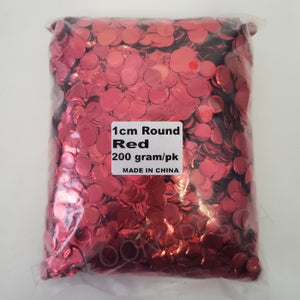 1cm Metallic Confetti - Red