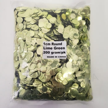 1cm Metallic Confetti - Lime Green