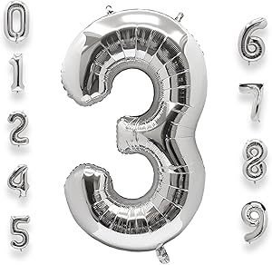 40" Lucky Foil Number "3" Silver