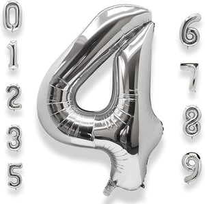 40" Lucky Foil Number "4" Silver