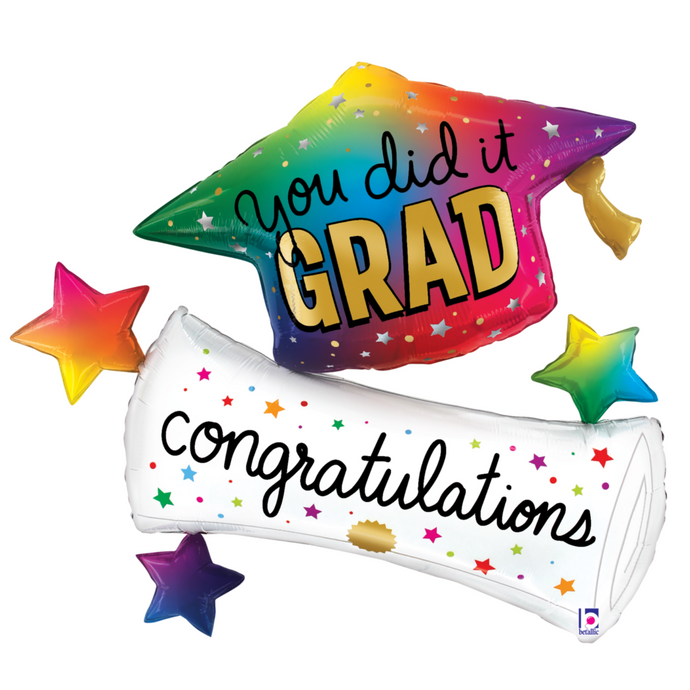 25348 Rainbow Grad Hat Diploma
