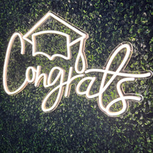 Load image into Gallery viewer, Congrats with Grad Cap Neon Sign Rental
