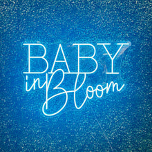 Load image into Gallery viewer, Baby in Bloom Blue Neon Sign Rental
