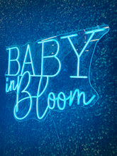 Load image into Gallery viewer, Baby in Bloom Blue Neon Sign Rental
