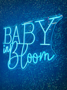 Baby in Bloom Blue Neon Sign Rental