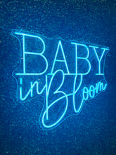 Load image into Gallery viewer, Baby in Bloom Blue Neon Sign Rental
