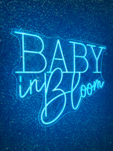 Baby in Bloom Blue Neon Sign Rental