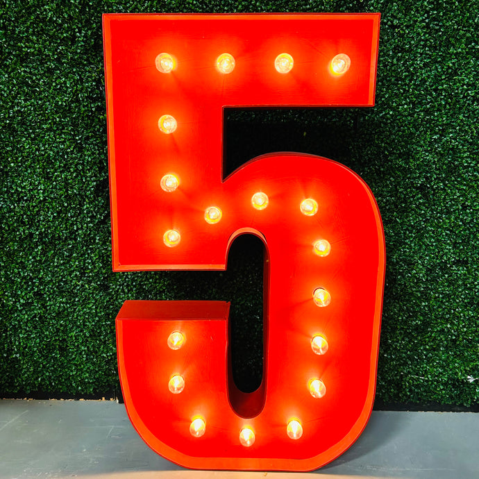 4ft Marquee Number 5 Rental - Red