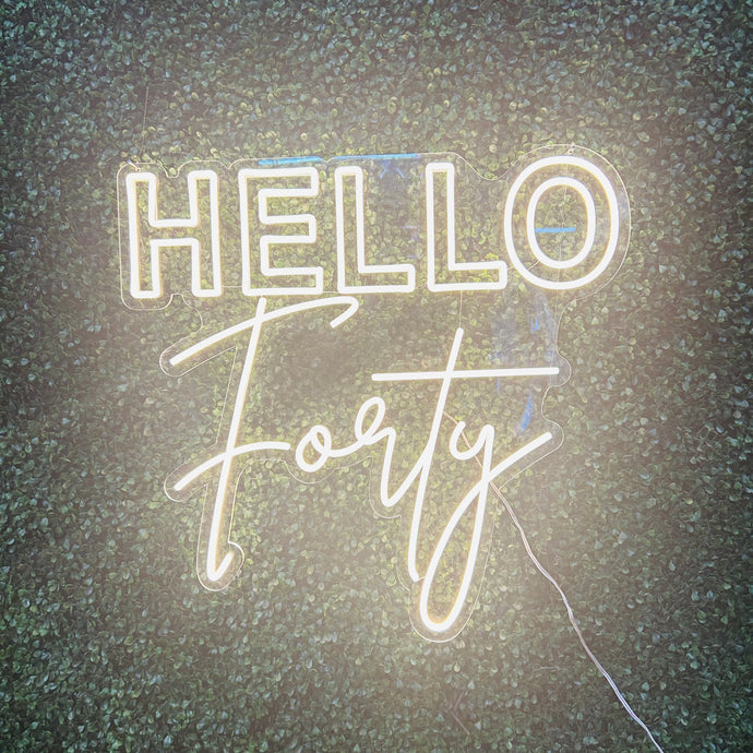 Hello Forty Neon Sign Rental