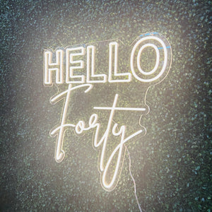 Hello Forty Neon Sign Rental