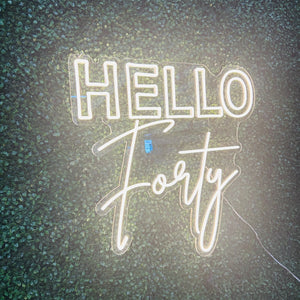 Hello Forty Neon Sign Rental