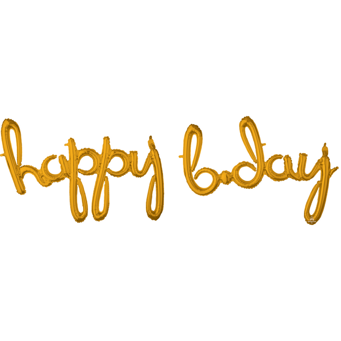 37937 Script Phrase `Happy Bday` Gold