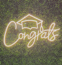 Load and play video in Gallery viewer, Congrats with Grad Cap Neon Sign Rental
