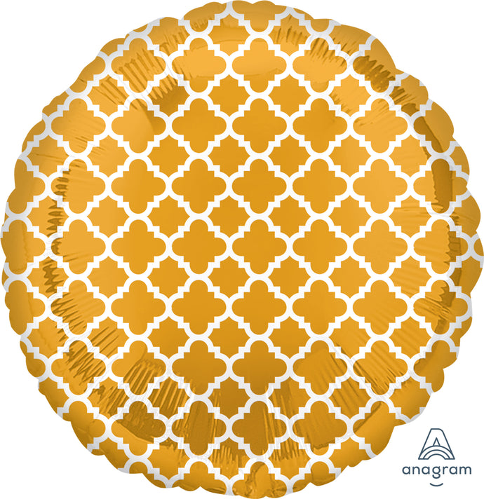 32861 Gold & White Quatrefoil