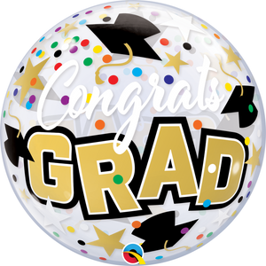 82523 Congrats Grad Stars & Dots Bubble Balloon