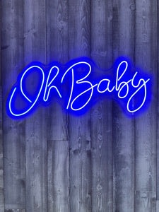 Oh Baby Neon Sign Rental - Blue