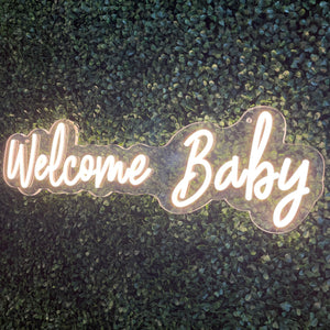 Welcome Baby Neon Sign Rental - White