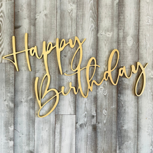 Load image into Gallery viewer, Happy Birthday Wood Sign Rental - Gold
