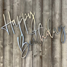 Load image into Gallery viewer, Happy Birthday Wood Sign Rental - Silver
