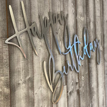 Load image into Gallery viewer, Happy Birthday Wood Sign Rental - Silver
